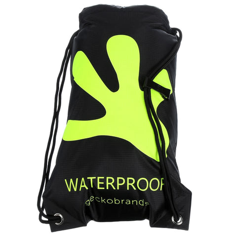 Gecko Brands Waterproof Drawstring Backpack/Black-Green