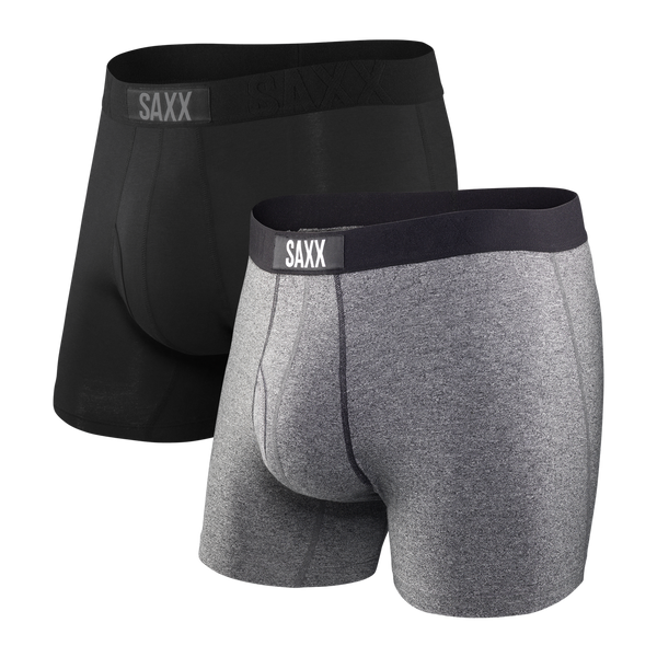 Saxx Men's Vibe Boxer Brief 2Pk- Black/Grey