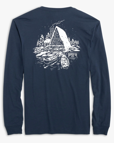 Southern Tide Men's Chillin at the Cabin Long Sleeve Tee / True Navy