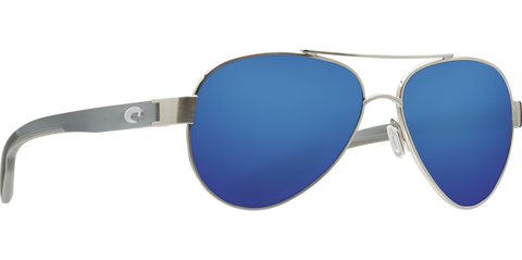 Costa Del Mar Loreto Ocearch Sunglasses - Brushed Silver+Matte Gray Crystal Temples/Blue Mirror 580G