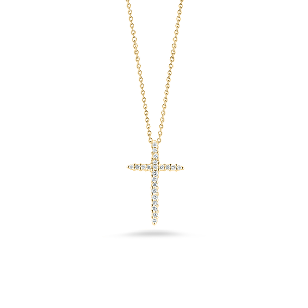 Roberto Coin Sliver Diamond Yellow Gold Cross Necklace