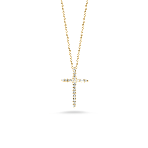 Roberto Coin Sliver Diamond Yellow Gold Cross Necklace