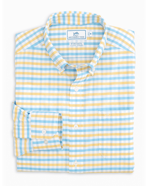 Southern Tide Men's LS Fuskie Tattersall Intercoastal Sport Shirt/Sunshine