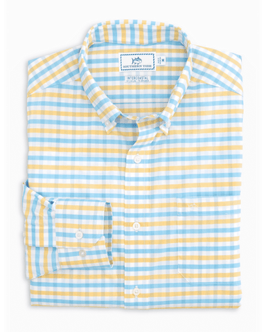 Southern Tide Men's LS Fuskie Tattersall Intercoastal Sport Shirt/Sunshine