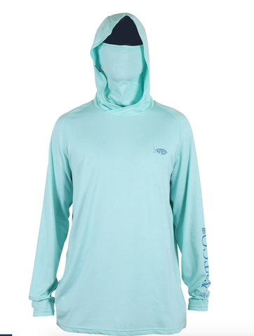 AFTCO Men's Yurei Performance Hooded Long Sleeve Performance/ Bahama Heather