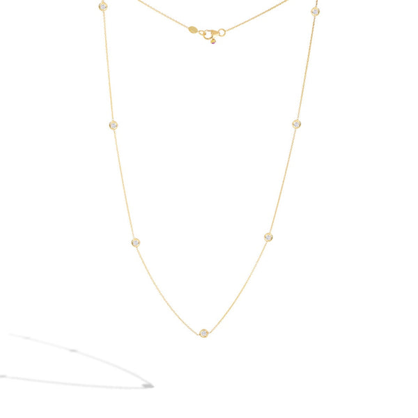 Roberto Coin 5 Station Diamond By The Inch Yellow Gold Necklace