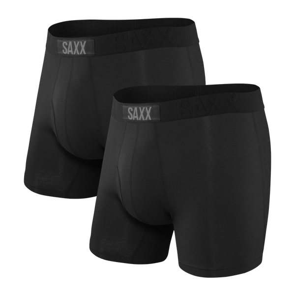 Saxx Men's Vibe Boxer Brief 2Pk- Black/Black