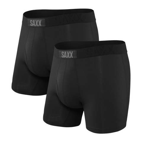 Saxx Men's Vibe Boxer Brief 2Pk- Black/Black