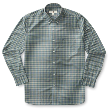 Duck Head Men's Ashwell Long Sleeve Performace Buttondown Plaid Shirt / Stormy Blue