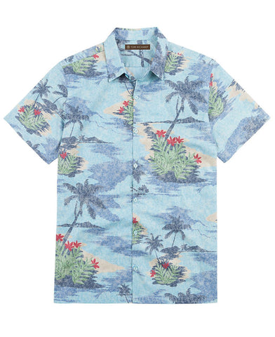 Tori Richard Men's View Point SS Shirt/Blue - Relaxed Fit