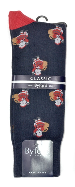 Byford Peruvian Cotton Santa Clause Socks/Navy #B3131-40