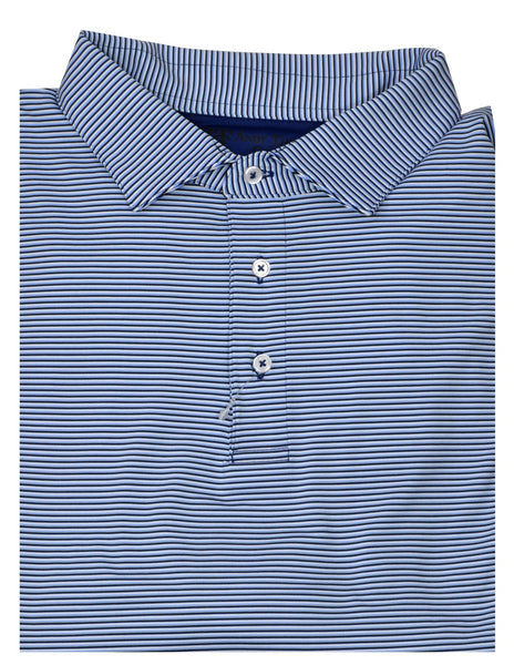 Andy Thornal Men's SS Cool Knit Performance Polo/Lt Blue-Navy-White