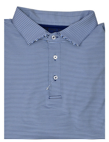 Andy Thornal Men's SS Cool Knit Performance Polo/Lt Blue-Navy-White