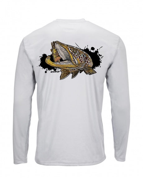 Simms Men's Solar Tech LS Tee/ Brown Trout Sterling