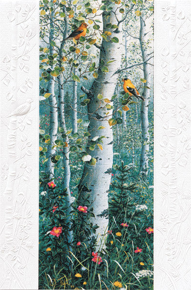 Pumpernickel Press Greeting Card - Goldfinch Aspens (AW)