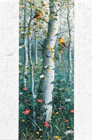 Pumpernickel Press Greeting Card - Goldfinch Aspens (AW)