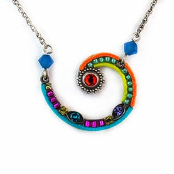 Firefly Spiral Sunburst Multi Color Necklace
