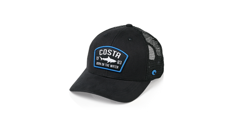 Costa Del Mar Chatham Shark Twill Trucker Hat - Black