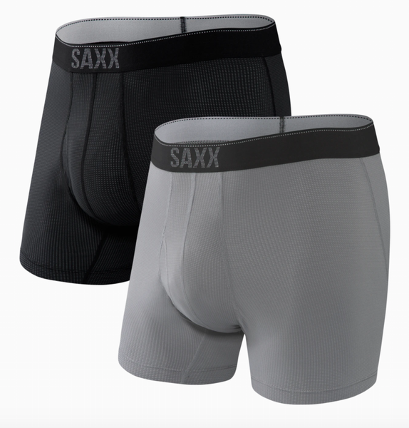Saxx Men's Quest Boxer Brief Fly 2Pk- Black/Dk Charcoal 2
