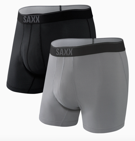 Saxx Men's Quest Boxer Brief Fly 2Pk- Black/Dk Charcoal 2