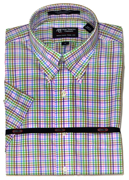 Andy Thornal Men's Woven Short Sleeve Wrinkle Free Button Down Sport Shirt #213100-97