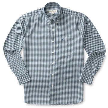 Duck Head Men's Walton Long Sleeve Performace Buttondown Gingham Shirt / Vintage Blue