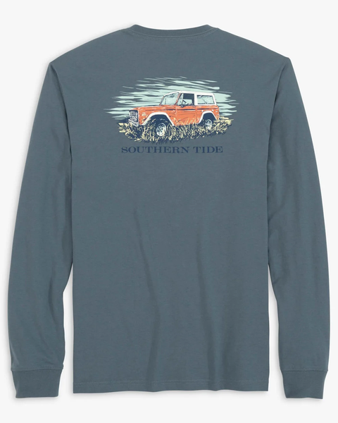 Southern Tide Men's Long Sleeve On Board for Off Roads Tee / Blue Haze