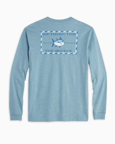 Southern Tide Men's Heathered Original Skipjack Long Sleeve T-Shirt/ Heather Blue Shadow