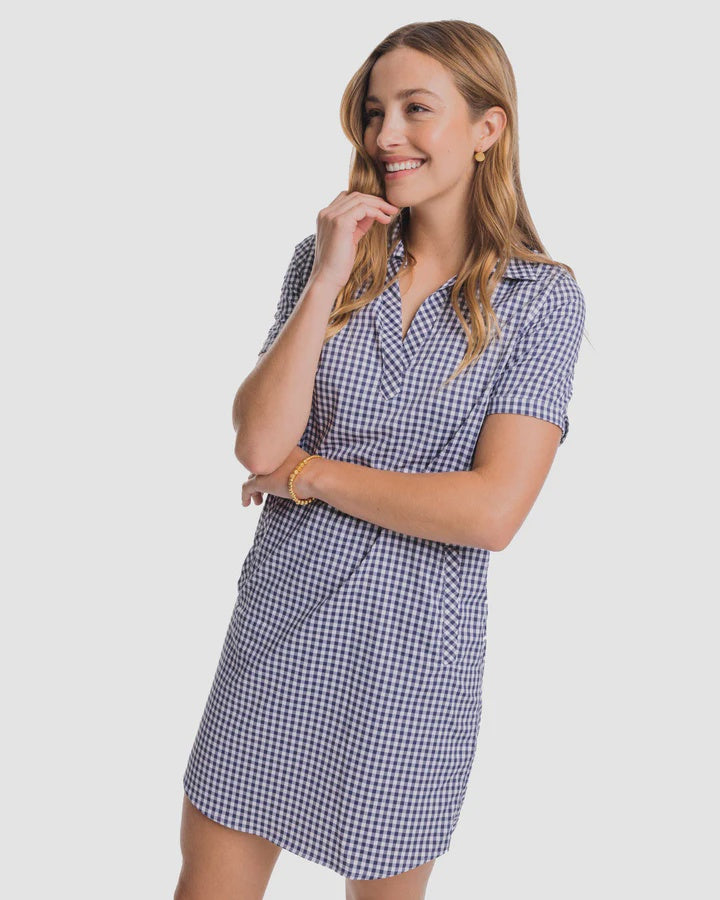 Southern Tide Kamryn Brrr Intercoastal Gingham Dress / Nautical Navy Southern Tide Kamryn Brrr Intercoastal Gingham Dress / Nautical Navy