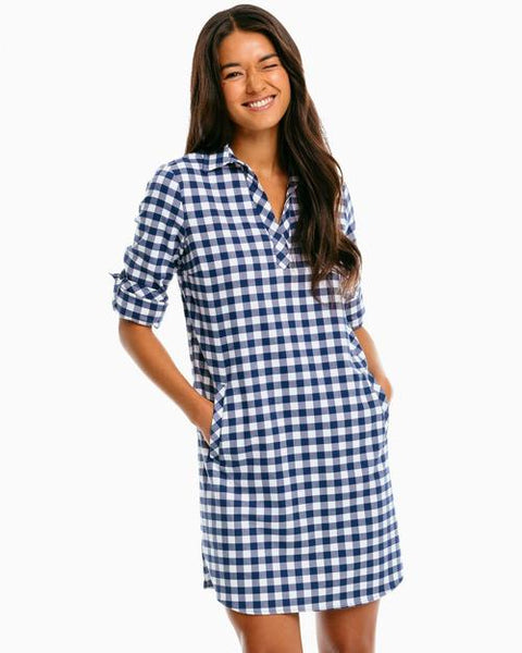 Southern Tide Women's Kamryn Performance Flannel Shirtdress / True Navy