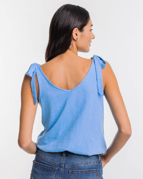 Southern Tide Kirsten Boat Blue Sun Farer Tie Shoulder Tank Top