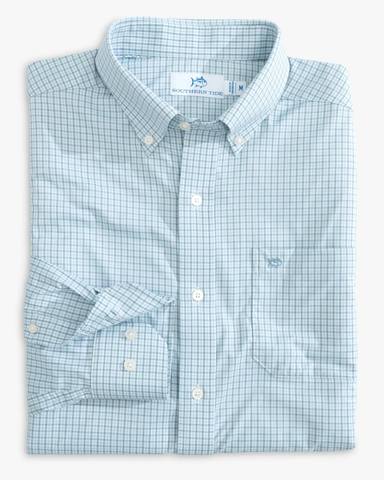 Southern Tide Men's Brrr Intercoastal McBee Check Long Sleeve Sportshirt / Windward Blue