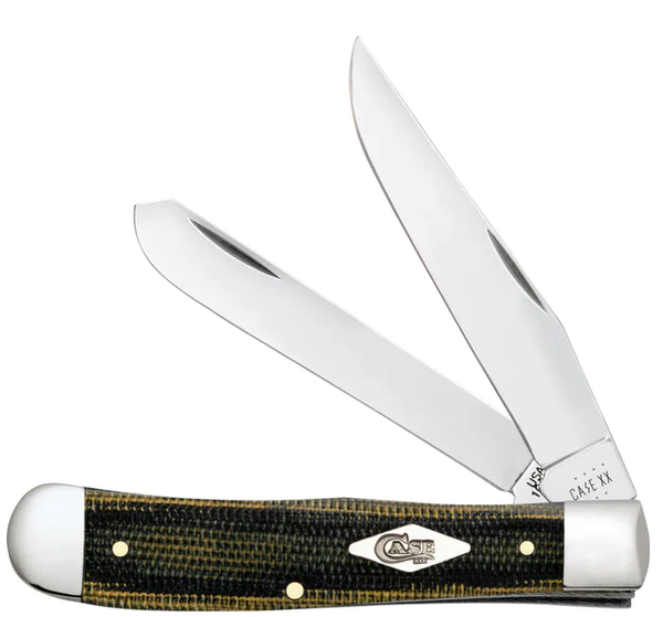 Case Smooth Black & Green Natural Canvas Micarta Trapper