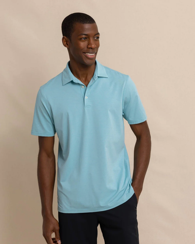 Southern Tide Men's Short Sleeve Brreeze Performance Polo / Heather Marine Blue