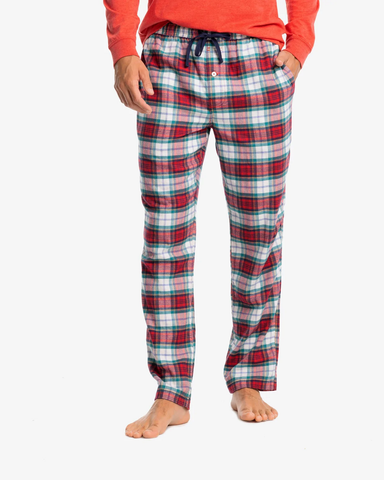 Southern Tide Men's Pinedrop Plaid Lounge Pant / Charleston Red