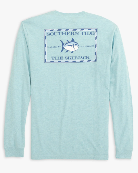 Southern Tide Men's Heather Original Skipjack Long Sleeve T-Shirt / Heather Wake Blue