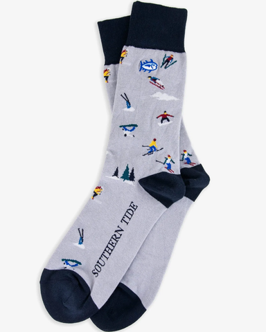 Southern Tide Ski You Later Socks / Silver Lake