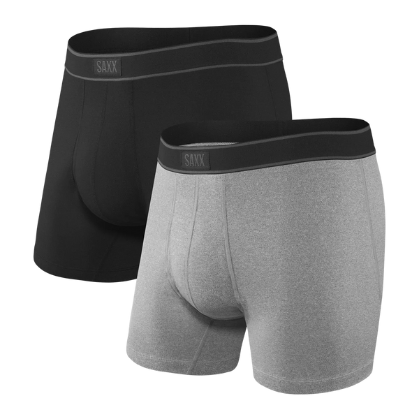 Saxx Men's Daytripper Boxer Brief Fly 2pack- Black/ Grey Heather