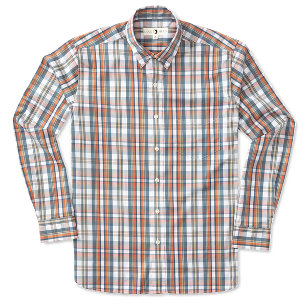 Duck Head Men's Carson Performance Plaid Shirt / Vintage Blue