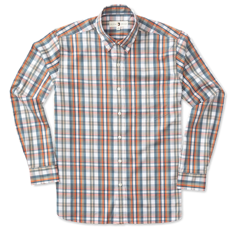 Duck Head Men's Carson Performance Plaid Shirt / Vintage Blue