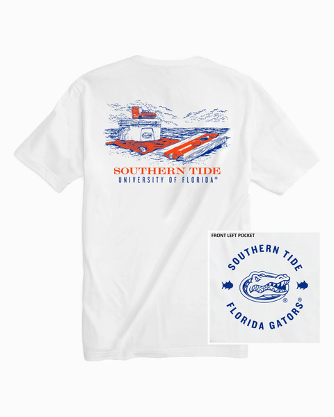 Southern Tide Men's Florida Gators Beach Cornhole SS T-Shirt / Classic White