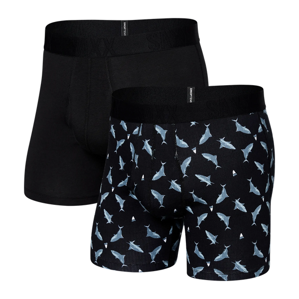 Saxx Men's DropTemp Boxer Brief 2/Pk-Sharktooth/Black