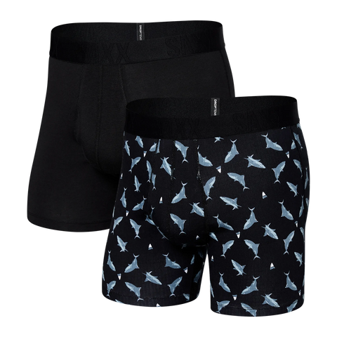 Saxx Men's DropTemp Boxer Brief 2/Pk-Sharktooth/Black