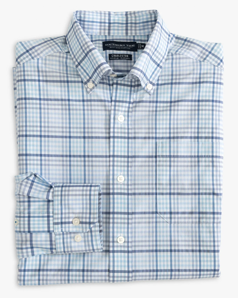 Southern Tide Men's Brrr LS Intercoastal Charleston Hugh Plaid Sportshirt / Classic White