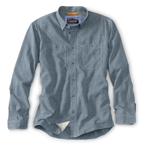 Orvis LS Tech Chambray Work Shirt / Medium Blue