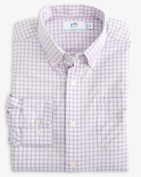 Southern Tide Men's Brrr LS Intercoastal Skycrest Plaid Sportshirt / Orchid Petal