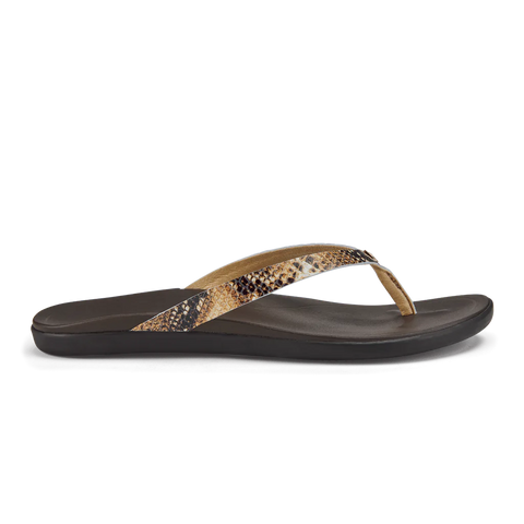 Olukai Women's Ho'opio Leather Sandal - W Tan Mo'o