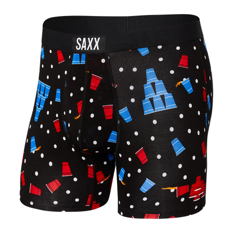 Saxx Men's Vibe Boxer Brief- Black Beer Champs