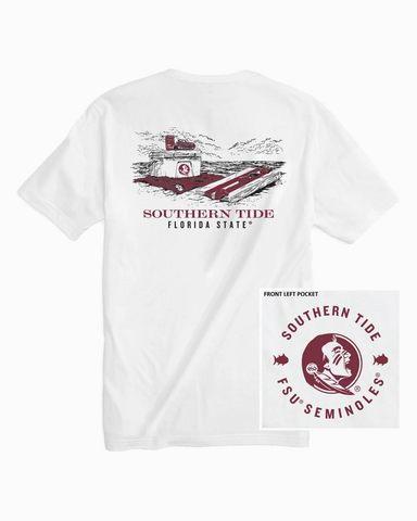 Southern Tide Men's FSU Seminoles Beach Cornhole SS T-Shirt / Heather Grey