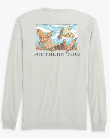 Southern Tide Men's LS Fowl Call Quail Tee / Slate Grey